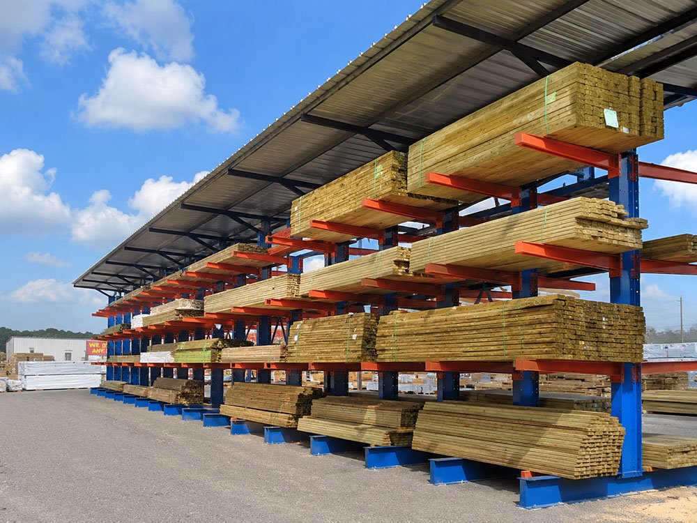 Brisbane outdoor lumber yard HDG cantilever rack