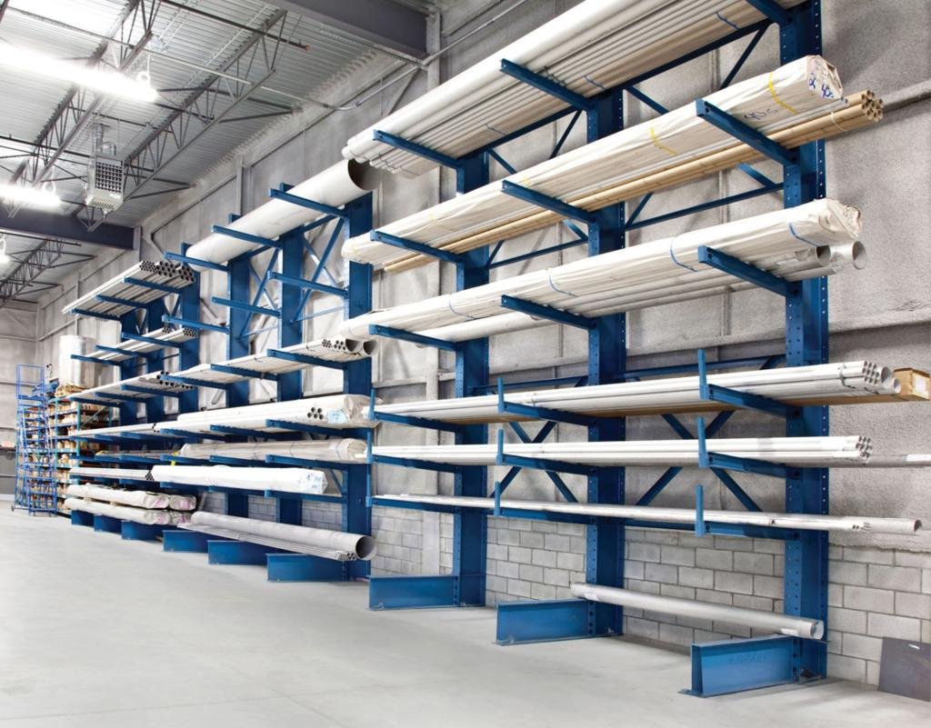 Heavy-duty structural cantilever rack for steel beams and bar stock
