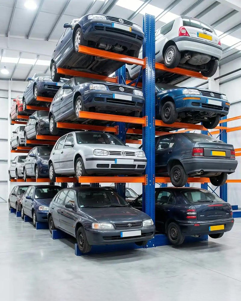 Double-sided cantilever rack with arms on both sides