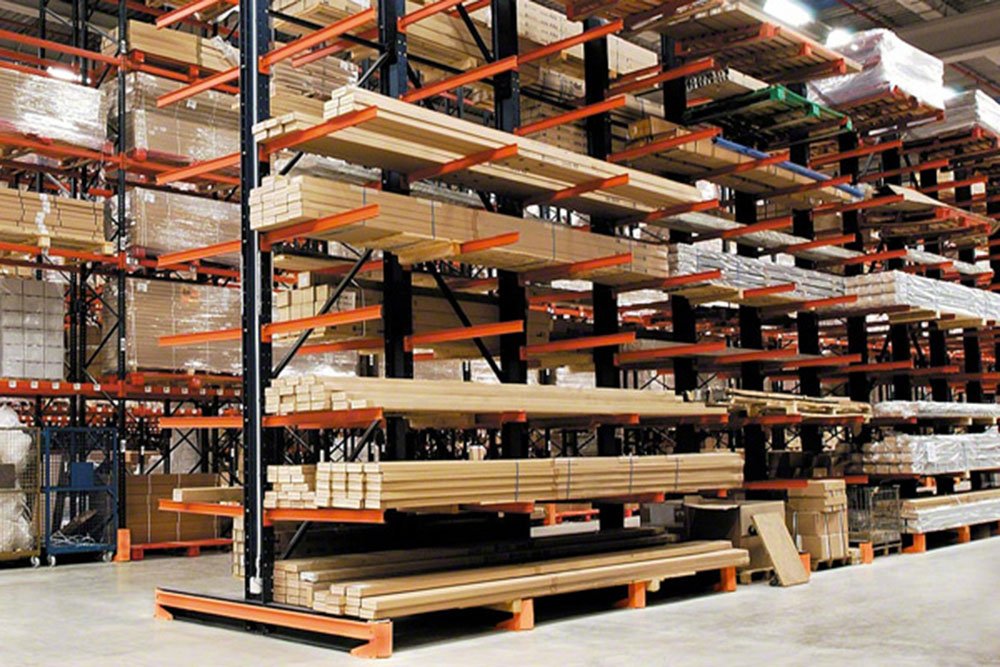 Double-Sided Lumber Cantilever Rack configuration by AME Rack