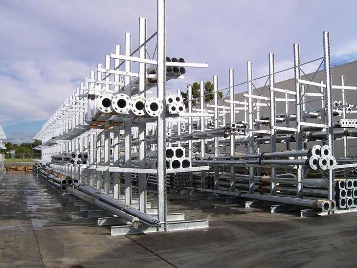 Outdoor hot-dip galvanised cantilever rack for lumber yard