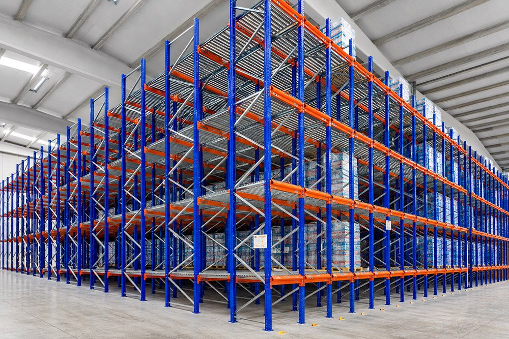 Pallet Flow Rack (FIFO) for furniture and large goods warehousing by AME Rack