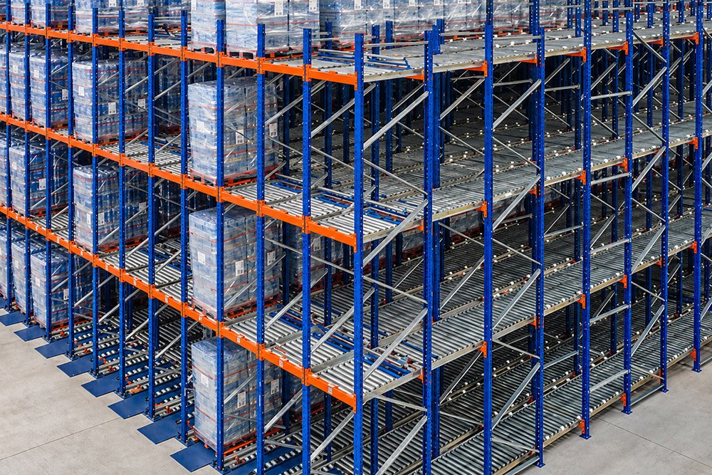 Asian snack CPG pallet flow rack project by AME Rack