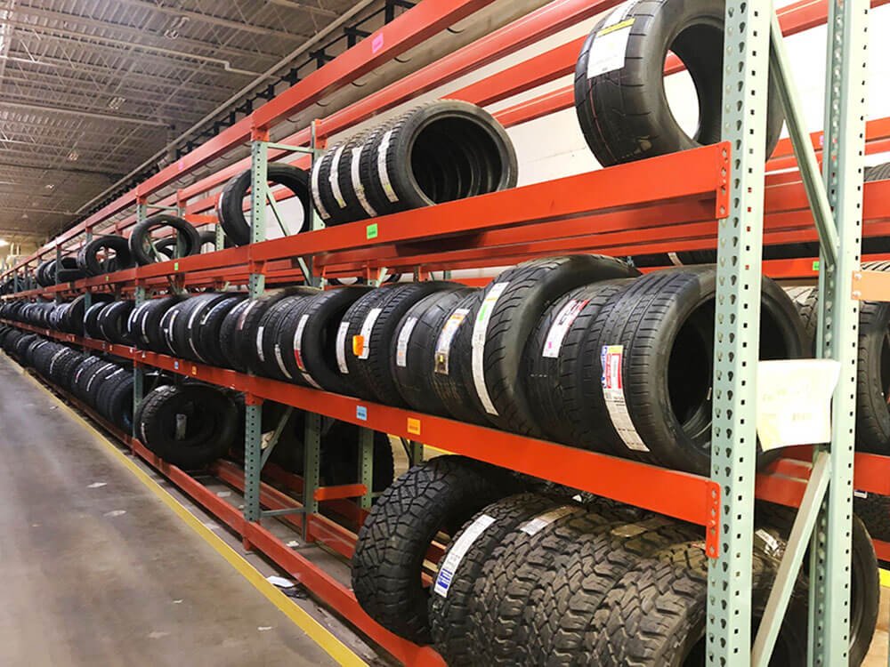 Tire Storage Racking for automotive parts warehousing by AME Rack