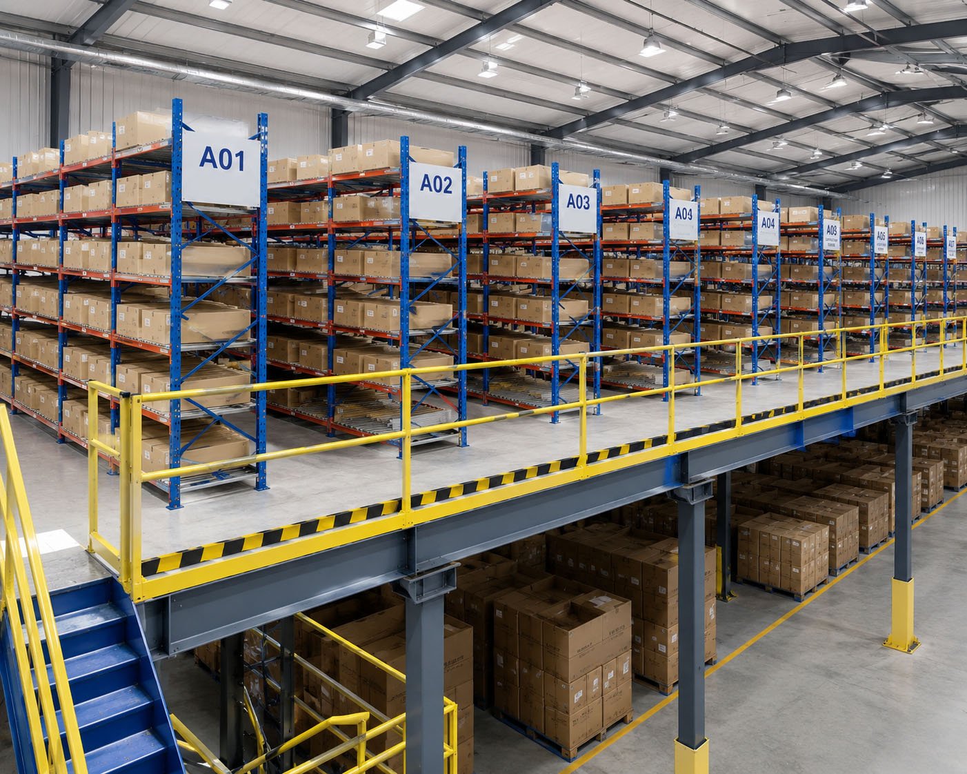 Multi-Layer Mezzanine for pharmaceutical warehousing by AME Rack