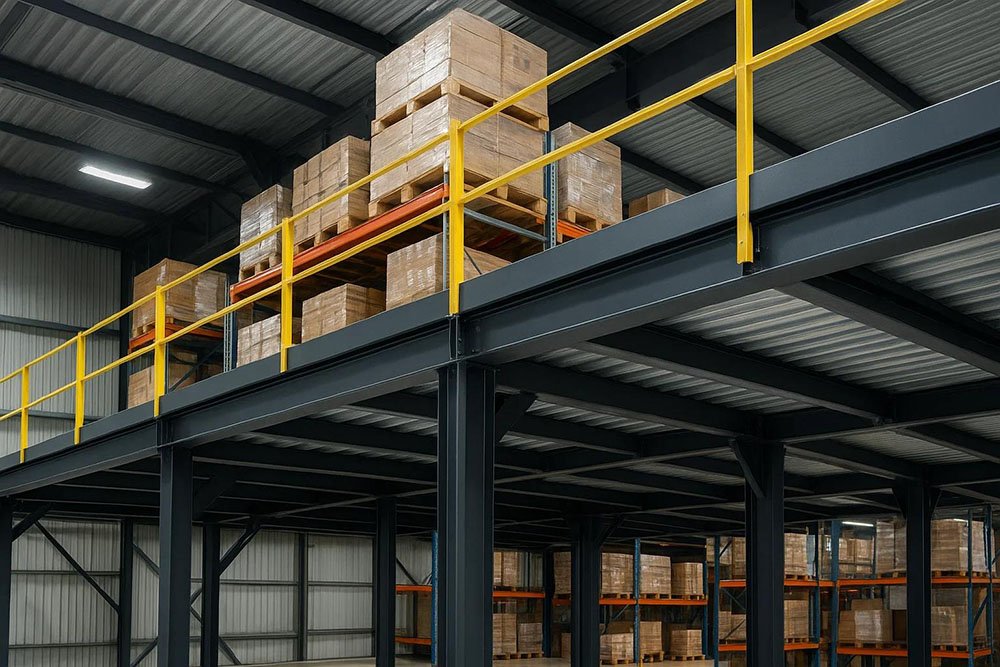 H-steel warehouse mezzanine with independent structural columns