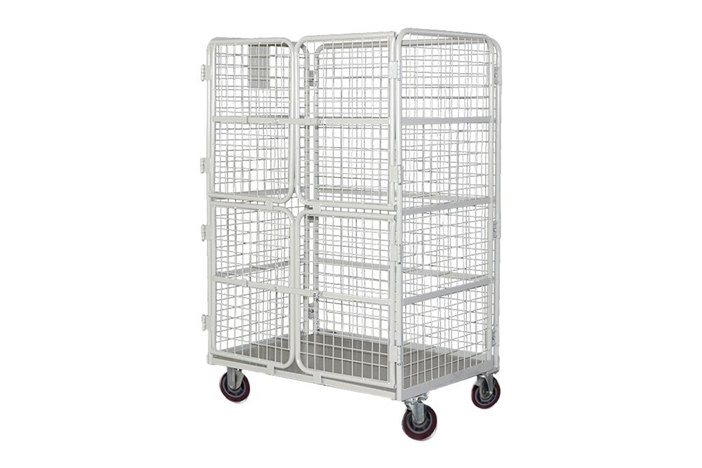 Security roll container with lockable doors for pharma and high-value goods by AME Rack