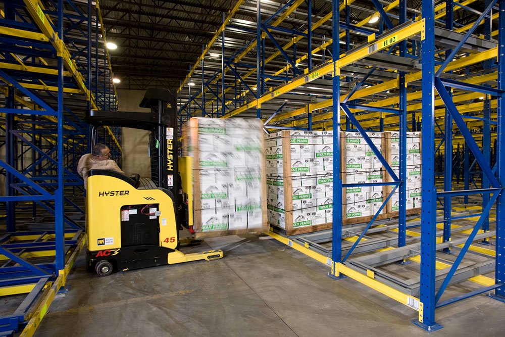 Cold storage HDG push back racking hot-dip galvanised by AME Rack