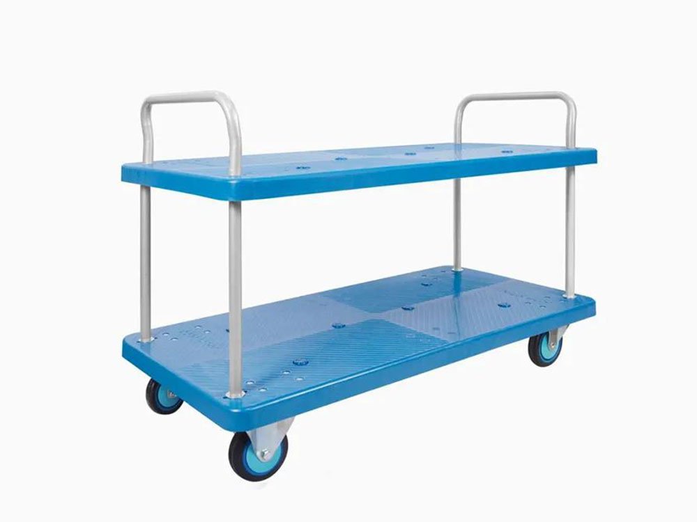 Plastic double-deck service trolley with two PP shelves by AME Rack