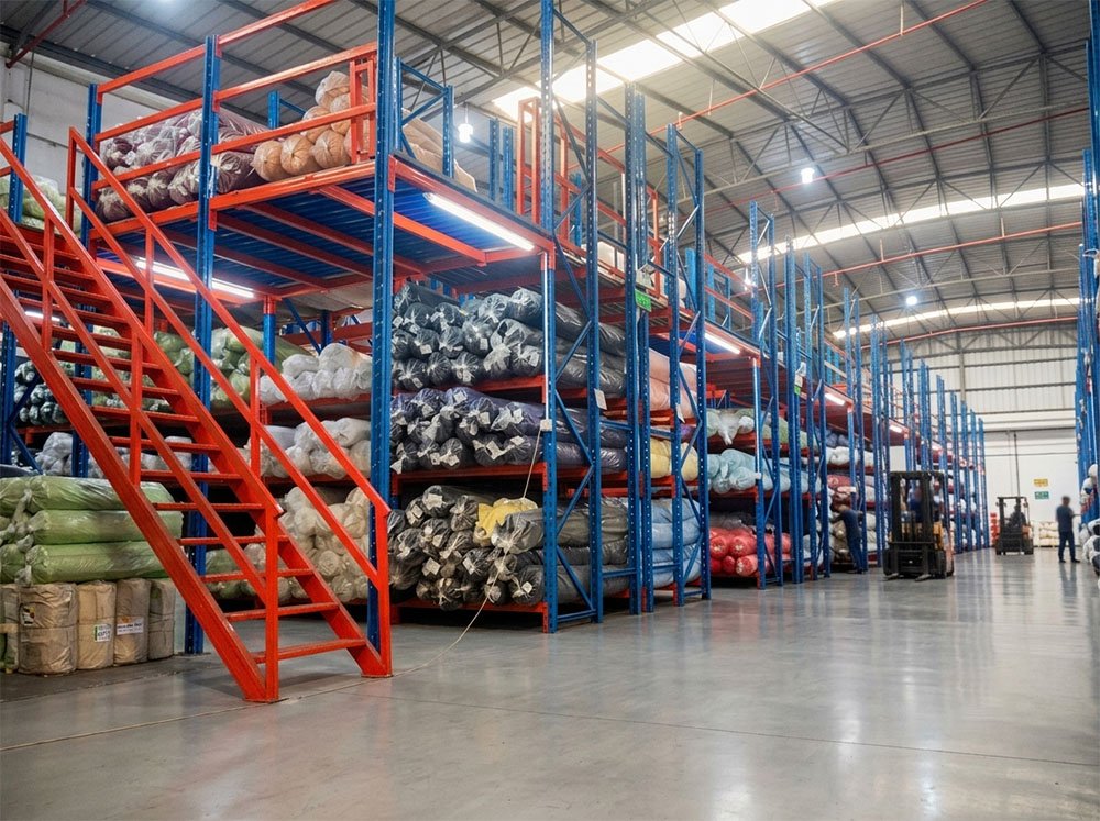 Multi-tier steel mezzanine flooring for hand-pick warehouse by AME Rack