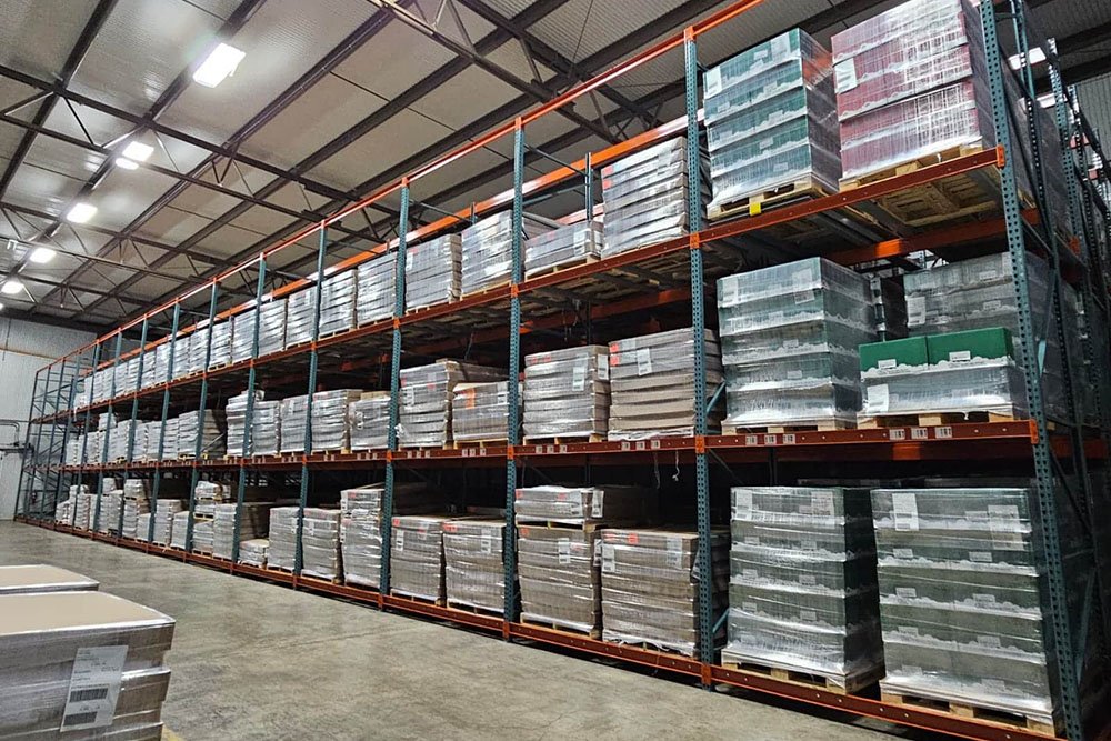 Heavy-duty push back racking with reinforced rails by AME Rack