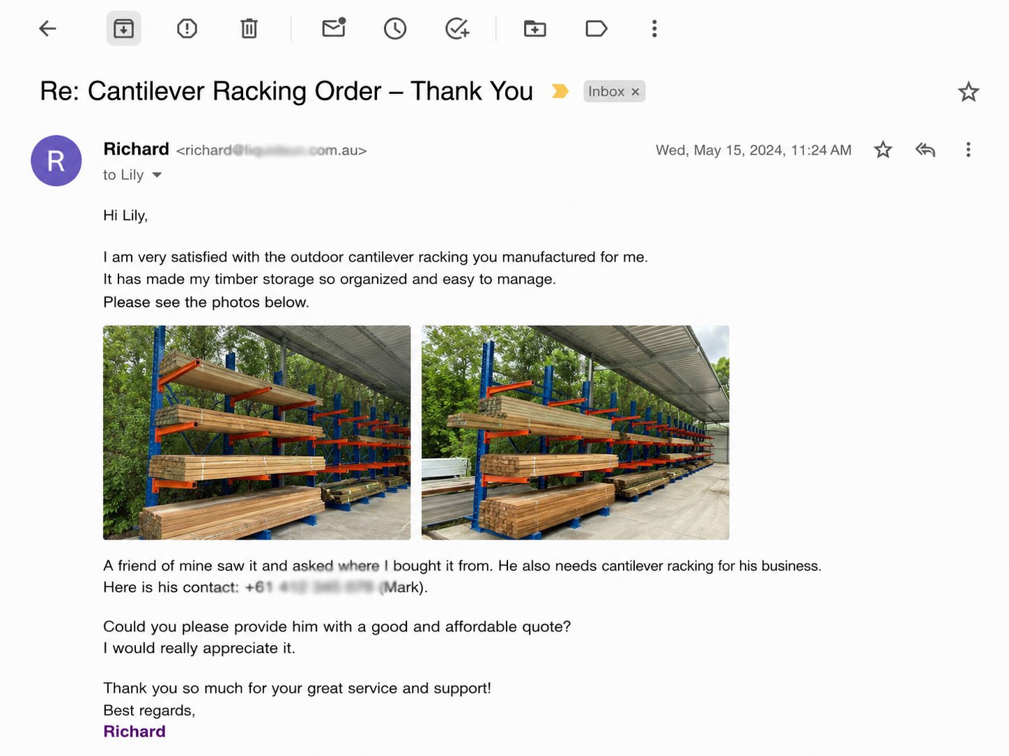 Customer review from Mr. Ahmed F. - mezzanine floor Dubai UAE