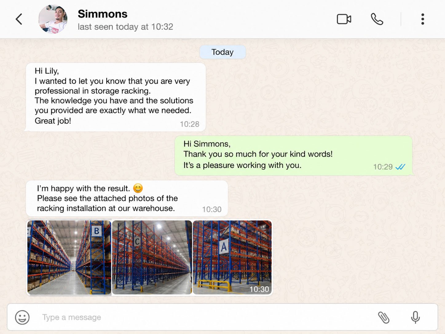 Customer review from Mr. Robert K. - selective pallet racking project USA