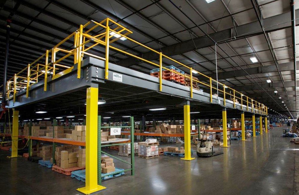 Cologne manufacturing H-beam mezzanine with electric forklift