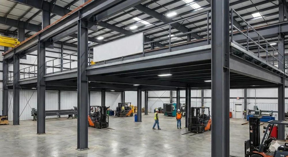 Industrial 3000-5000 kg/m² H-steel mezzanine for heavy machinery and press line